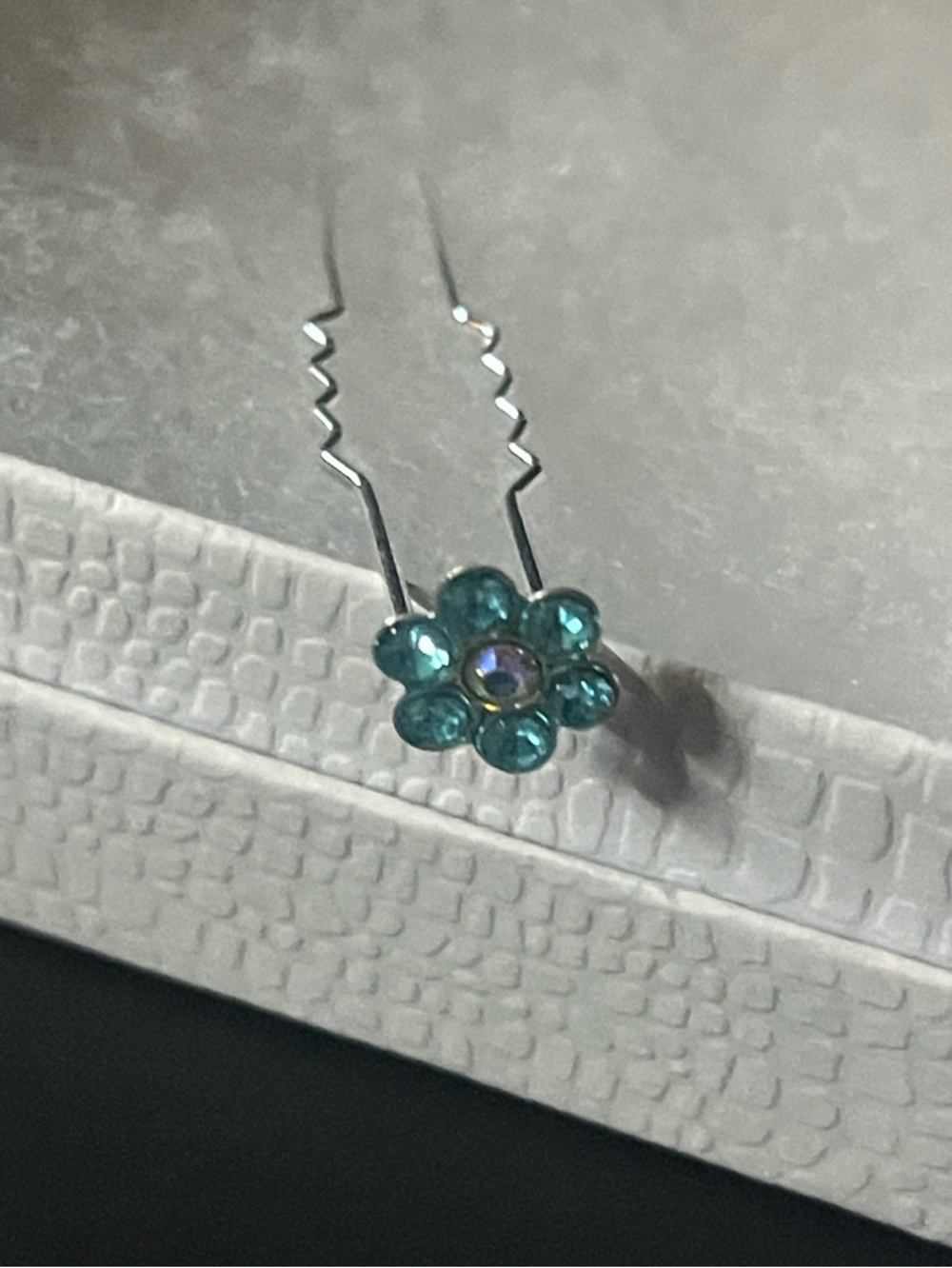 3 for 10 Crystal Blue Flower Hair Pin - A perfect “something blue” for any bride
